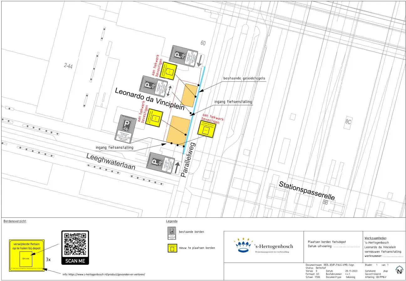 Technische kaart van werkzaamheden Leonardo da Vinciplein