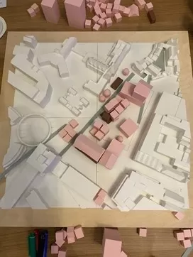 Maquette van groep 1 - Zijaanzicht